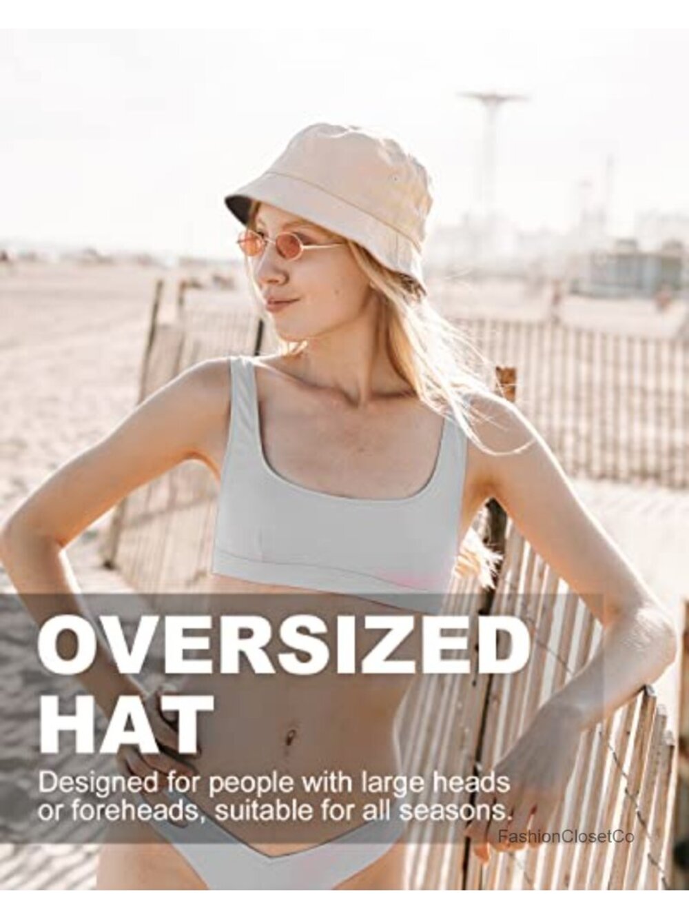 XXL Reversible Bucket Hat with Chin Strap - Breathable Cotton Sun Hat for Travel - Picture 3 of 6
